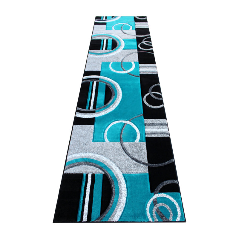 Skakke Modern Geometric Design Abstract Area Rug, Runner 2'9" x 10'