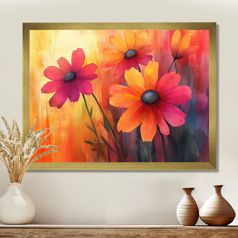 Jacquetta - Floral Wall Art, Single Picture Framed Print, 30" H x 40" W, Gold