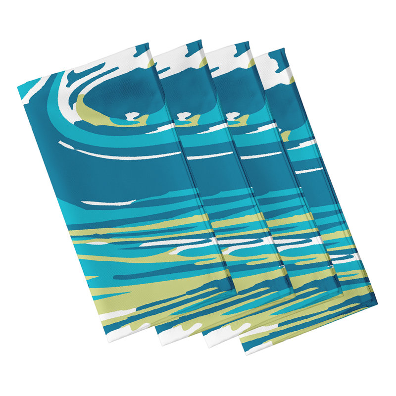 Athanaze Polyester Abstract Square Napkin, Green