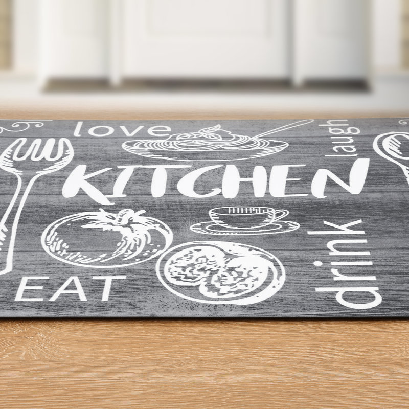 Anti-Fatigue Non-Skid Waterproof Kitchen Mat (Set of 2), Gray, Runner 18" x 30" + 18" x 48"