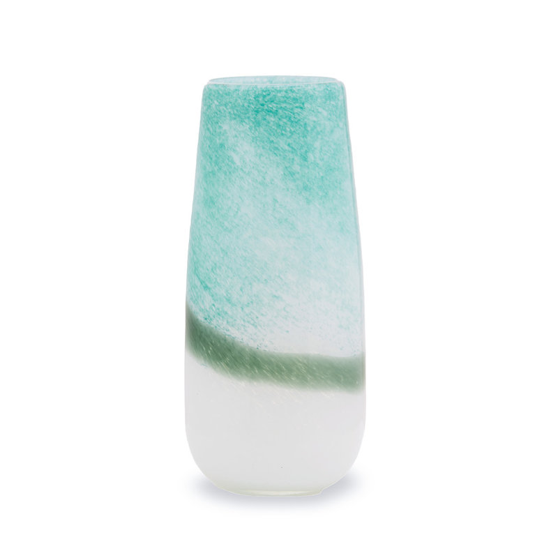 Josepha Glass Table Vase, Green/White, 38cm H x 17cm W x 17cm D