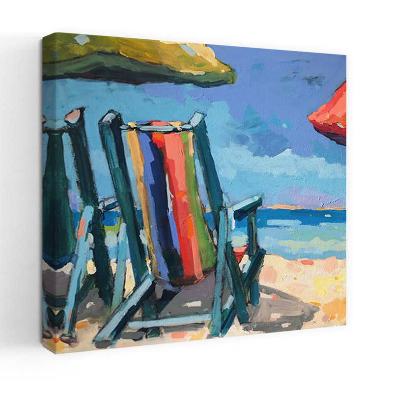 «Beach Time», art côtier abstrait, H 48 po x l 48 po