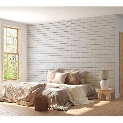 Peel & Stick Wall Mural - Snow White Brick Wall