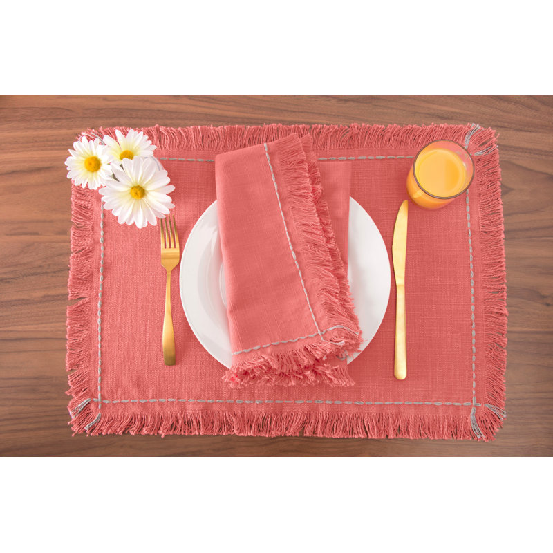 Ainura Cotton Solid Colour Square Napkin, Pink