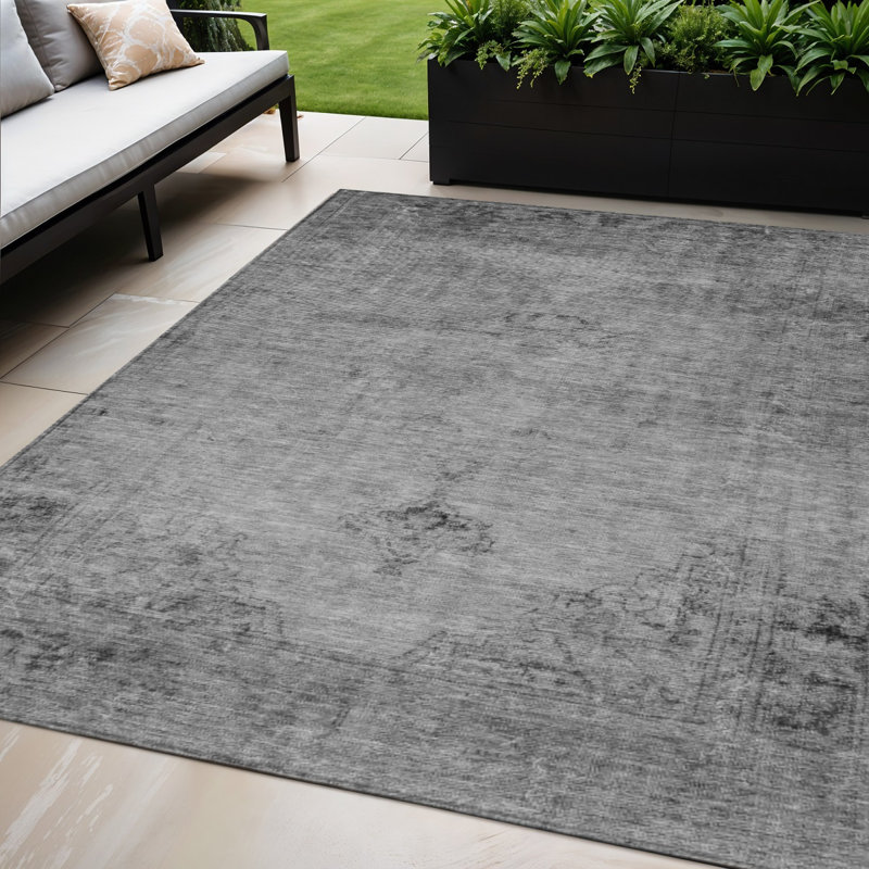 Tapis oriental lavable intérieur argenté 5 pi x 8 pi