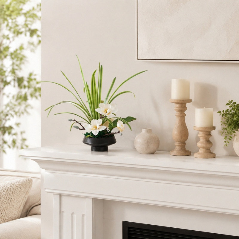 51 cm H Artificial Faux Floral in Ceramic Pot