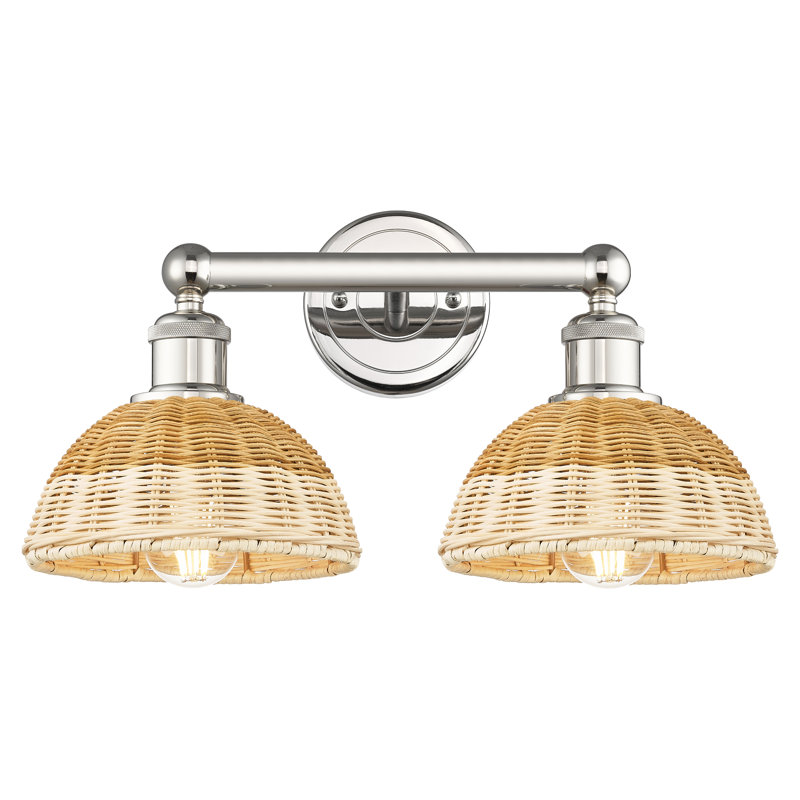 Edison - Delyliah - Éclairage pour meuble-lavabo de salle de bain 2 lumières, Nickel poli