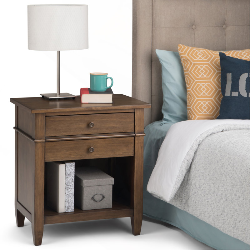 Carlton - Bedside Table - Rustic Natural Aged Brown, Dark Brown