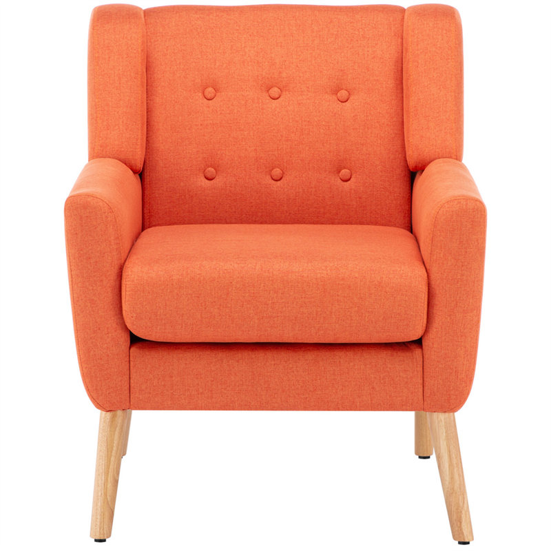Fauteuil capitonné l 28,8 po Chineye, Mélange de polyester orange