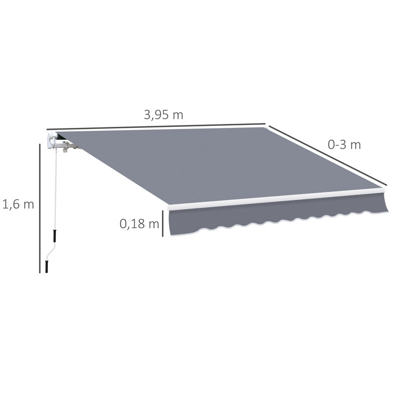 EvoNet 300cm W x 395cm D Polyester Cover Retractable Door / Window Awning