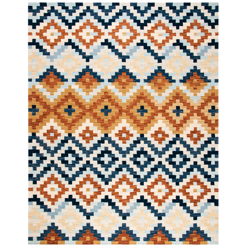 Aalyah Hand Hooked Wool Pile Southwestern Rug, Rectangle 9' x 12'