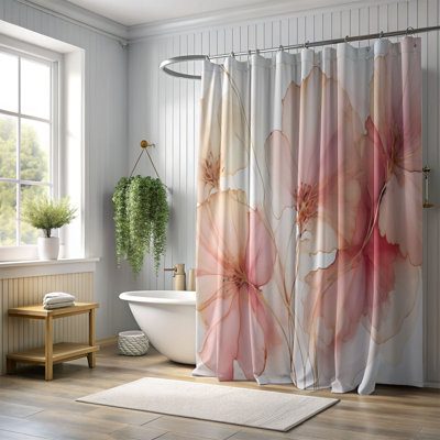 Palette de pétales roses - Rideau de douche Premium