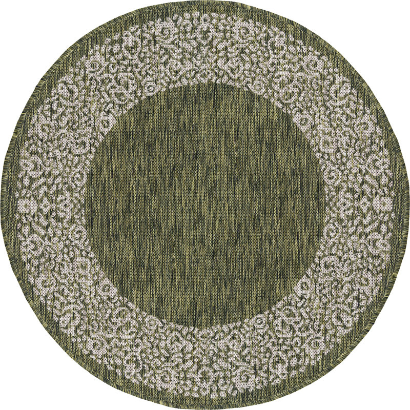 Darhonda Striped Area Rug in Moss, Round 3'3"