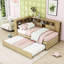 Lit de jour simple en bois avec lit gigogne simple, tablettes de rangement intégrées, prise USB et prise-867144820