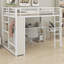 Structure de lit mezzanine avec garde-robe intégrée, bureau et tablettes de rangement