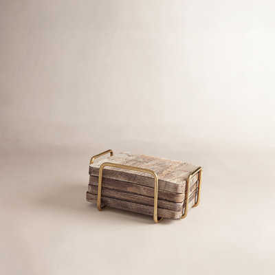 Wallis Square Coaster Set with Holder