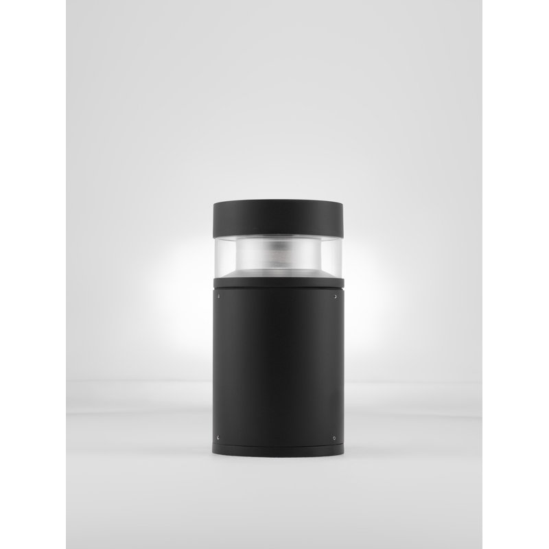 Black Integrated LED Metal Bollard Light, 25cm H x 13.4cm W x 13.4cm D