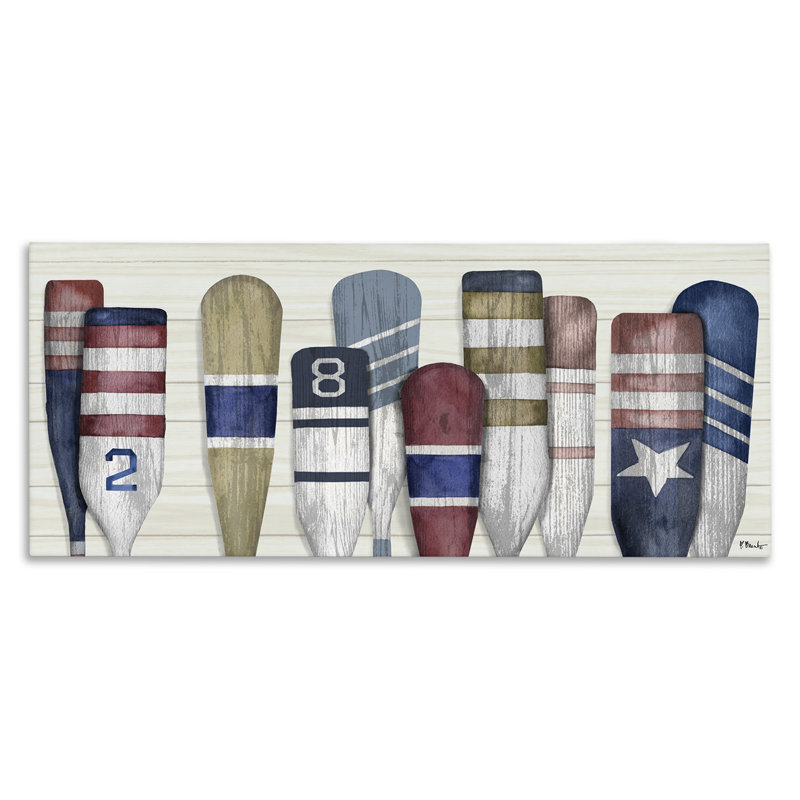 «Port Oars Vintage Americana Patterns» par Paul Brent, impression sur toile tendue, H 10 po x l 24 po x P 1,5 po