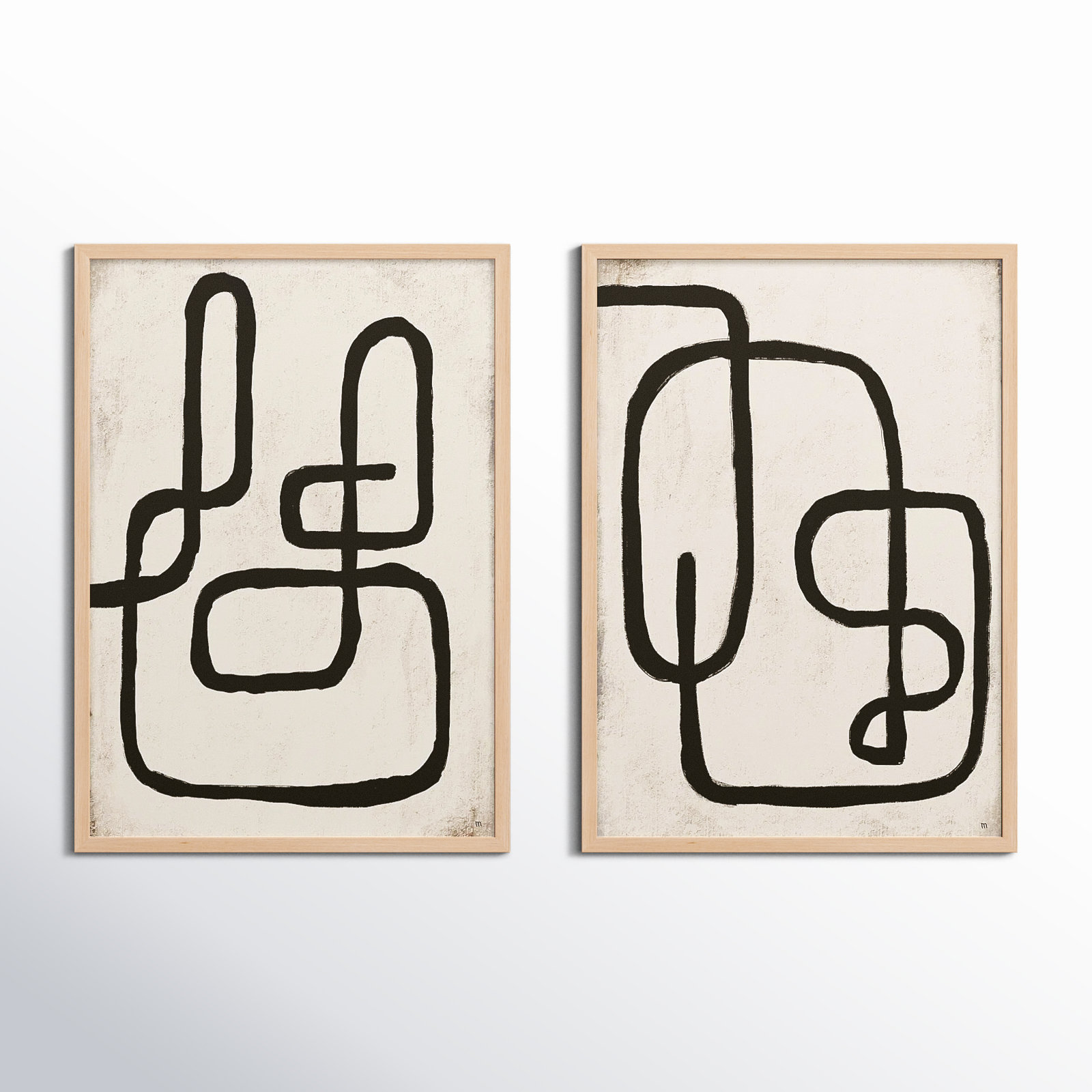 Linework by StudioM, Maple Framed Paper, 50" H x 70" W x 1.25" D