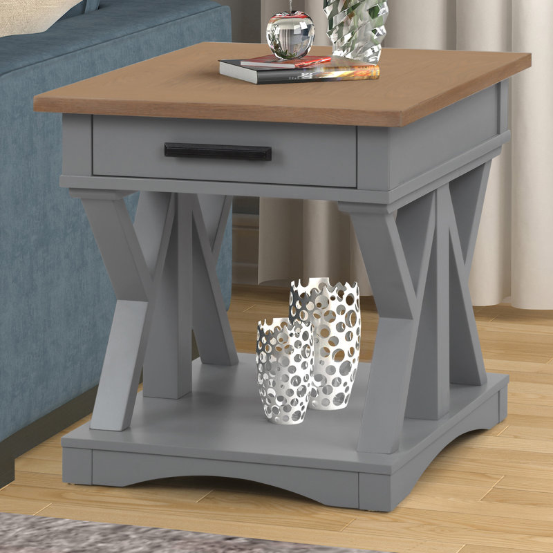 Bankhead End Table with Storage, Sable Top/Denim Base