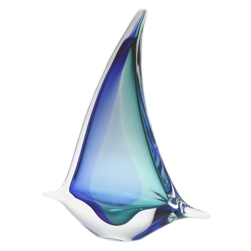 Voilier en verre de Murano, Turquoise / bleu