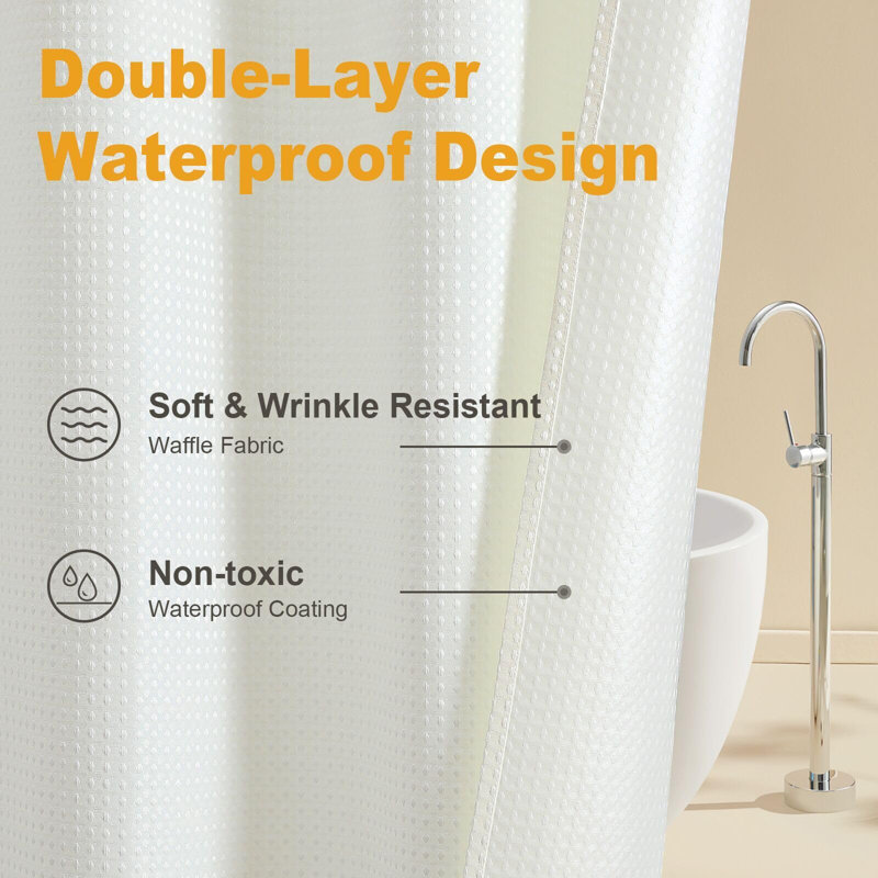 Saegan Fabric Shower Curtain, Cream