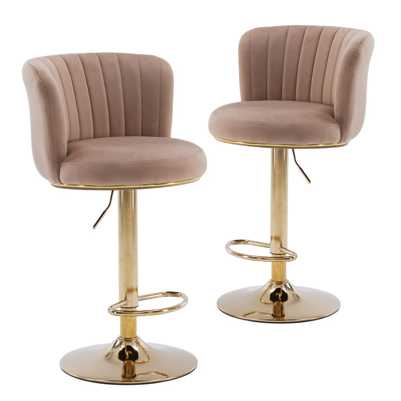 Upholstered Adjustable Height Counter Stool, Khaki