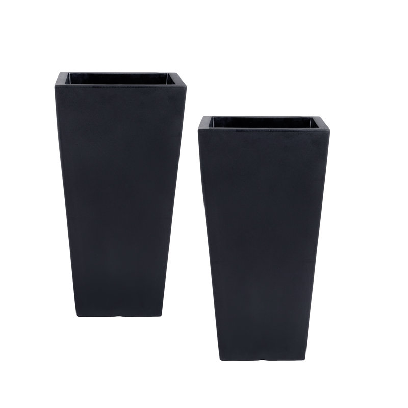 Step2 Tremont Square Tall Tapered Plastic Outdoor Planter, 2, Black