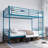 Bunk Bed With Ladder And High Guardrail, Able To Split, Metal Bunk Bed, Storage Space, Noise Free,Twin Over Twin Size,Blue-1550968816