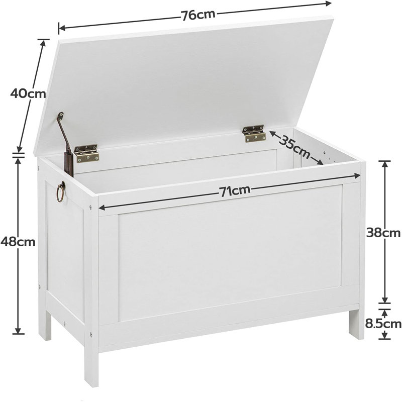 Wood Storage Bench, White