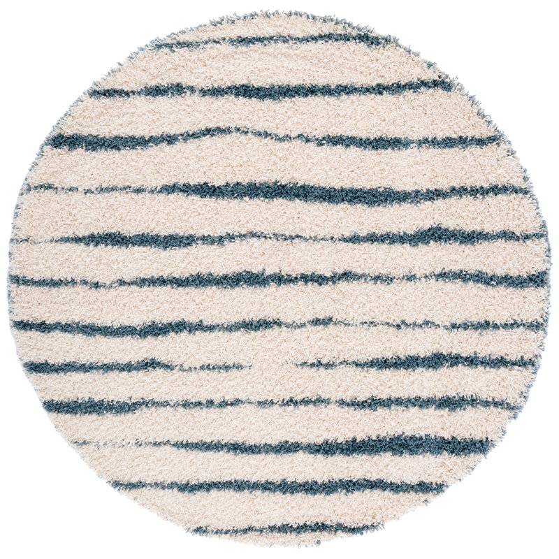 Tapis rayé Evgeniy Venus Shag 600 Performance, Rond 6 pi 7 po