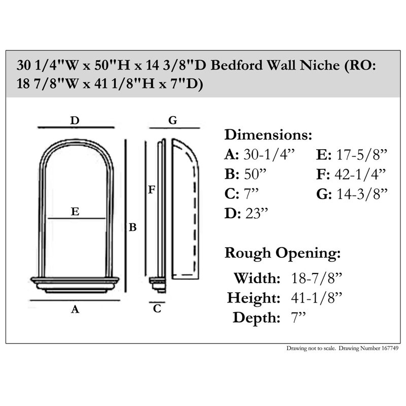 Niche murale Bedford H 50 po x l 30 1/4 po x P 14 3/8 po