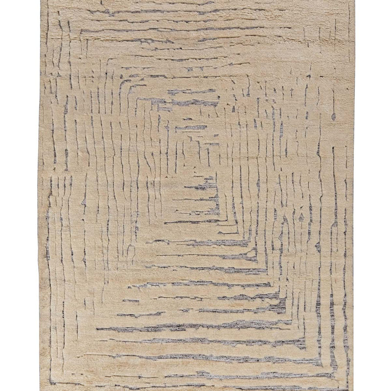 Tapis brun / gris en laine noué à la main, Rectangle 8 pi x 10 pi