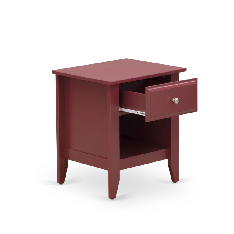 Ensemble de chambre à coucher grand lit 2 pièces - Base de lit en bois touffeté à boutons - Tête de lit tapissier en tissu de velours blanc lin et table de chevet à finition bourgogne