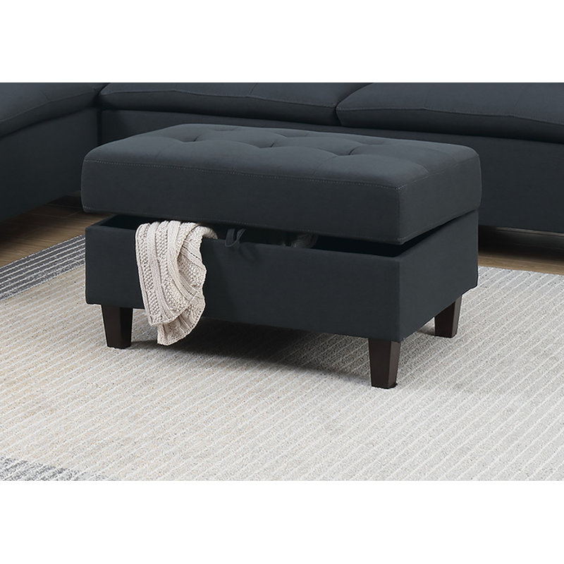 Hardesty Upholstered L-Shaped Sectional Left Hand Facing, Black Polyester Blend
