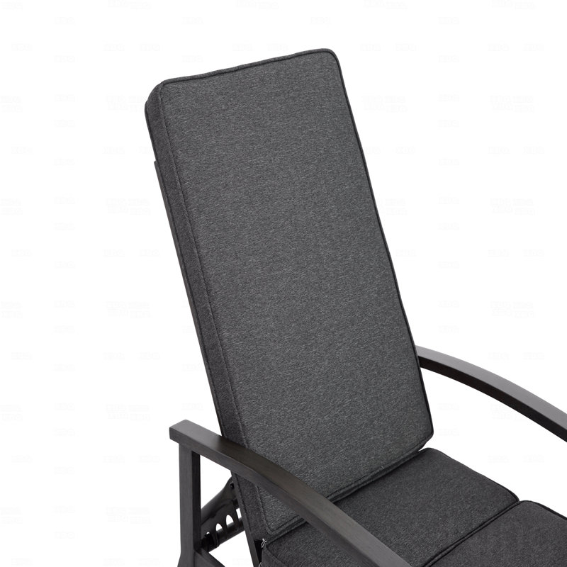 Outdoor Patio Lounge Chair, Aluminum Cast, Gray, Gray