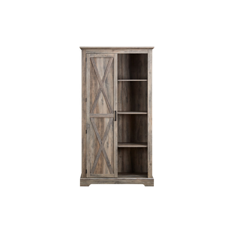 Grande armoire de porte de grange gris délavé - rangement rustique pour garde-manger 39,58 * 15,72 * 74,4, intérieur spacieux avec tablettes personnalisables et polyvalente amovible