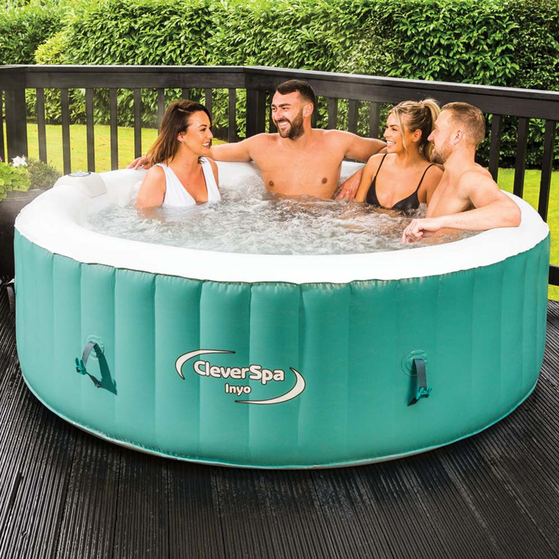 Cleverspa 8 - Jet Plastic Circle Inflatable Hot Tub, Green