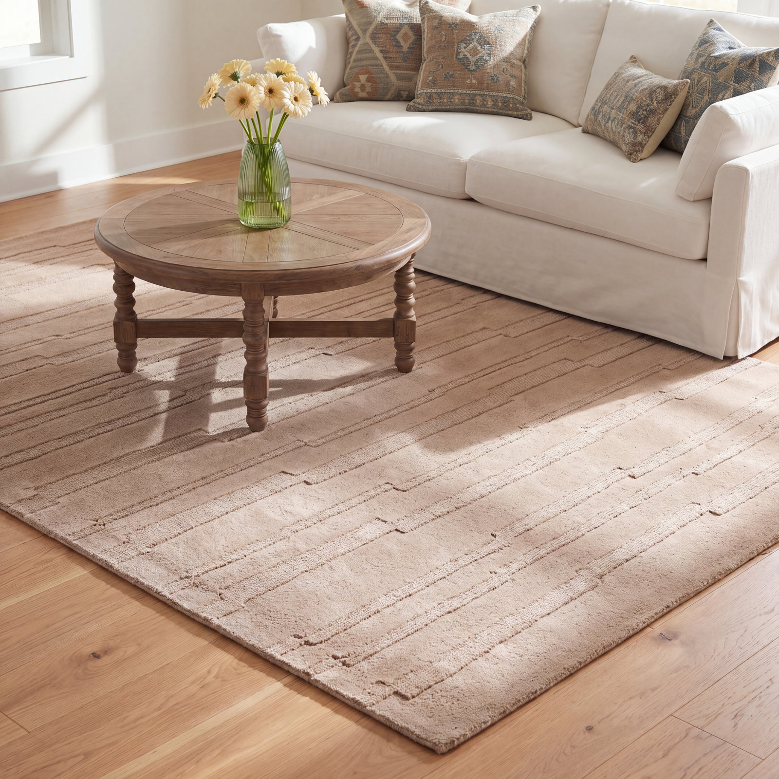Elona Taupe Hand-Tufted Wool Rug, Rectangle 8' x 10'