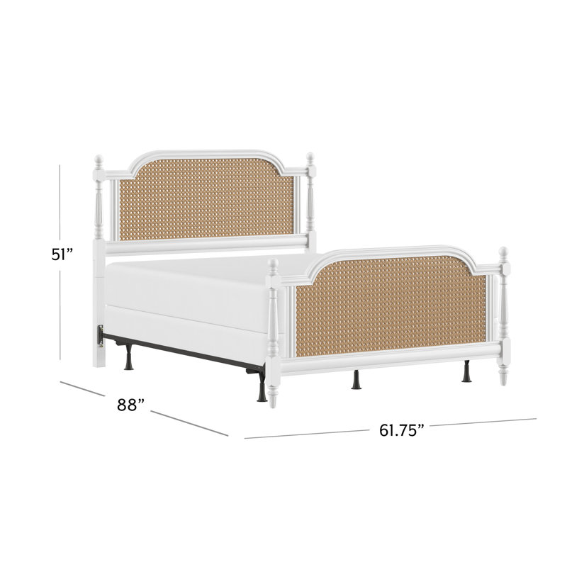 Bothel Cane Standard Storage Bed, Queen, White