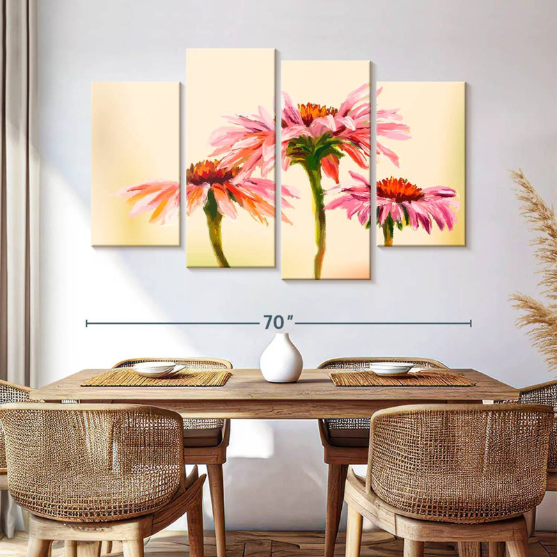 Harnek Intricate Echinacea Flowers, 42" H x 68" W