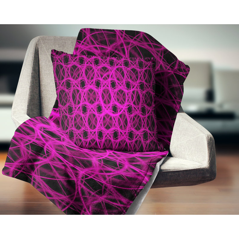 Coussin en métal inhabituel - imprimé abstrait, 18 po x 18 po, Rose / Noir, Coussin décoratif