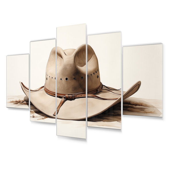 DesignArt Cowboy Hat Minimalism Style VI On Metal 5 Pieces Print | Wayfair