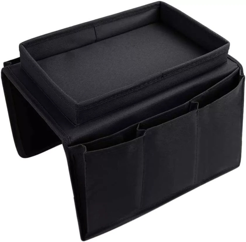 Organisateur Canapé Gris Eco Memos – Plateau Porte-Gobelet 3 Compartiments Pliable Résistant Eau