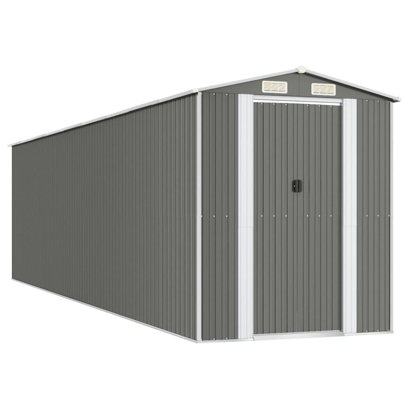 6 ft. W x 25 ft. D Galvanized Steel Apex Garden Shed, Light Grey