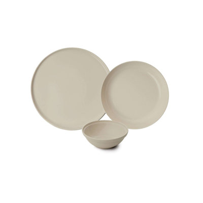 Service de table élégant 12 pièces, porcelaine blanche | Comprend 4 assiettes de service (9,8 po), 4 assiettes (8,3 po), 4 bols (5,5 po) | 100% lavable au lave-vaisselle et au micro-ondes | Parfait pour recevoir et utiliser au quotidien