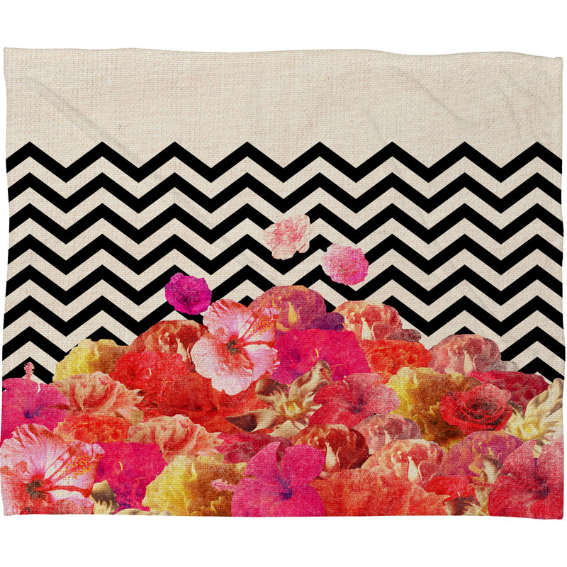 Couverture florale à chevrons Bianca Green, H 80 po x l 60 po