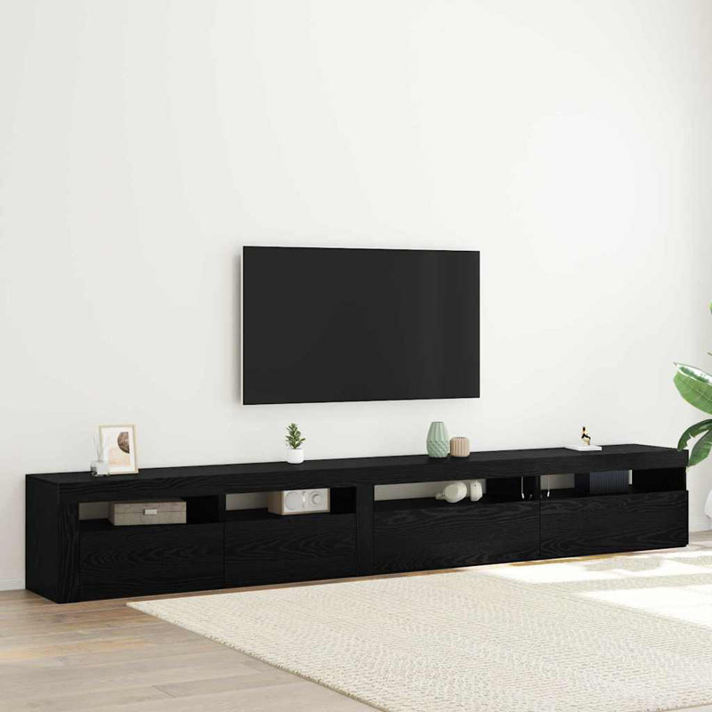 TV Cabinet Set 3 Pcs Black Oak Engineered Wood, 40cm H x 270cm L x 35cm W