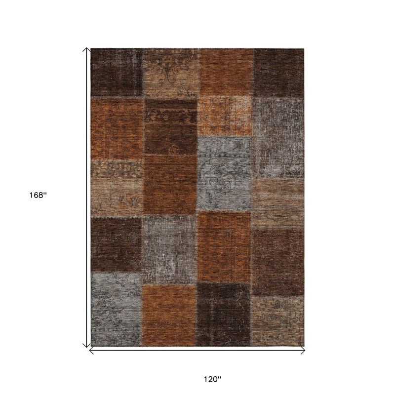 Tapis intérieur lavable 10 pi x 14 pi orange et taupe