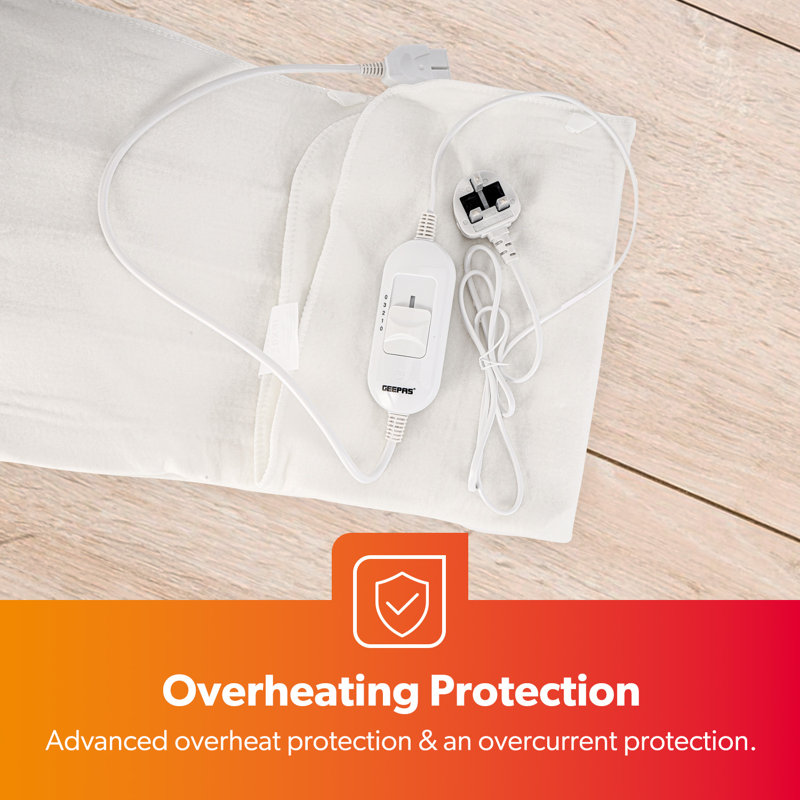 GEEPAS Electric Blanket | Soft Heated Underblanket Mattress Cover with 3 Heat Levels & Fast Heat Up | Fitted Bed Warmer Pad with Detachable Controller, Overheat Protection